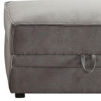 30" Gray Velvet Ottoman With Storage