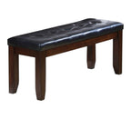 48" Black and Espresso Faux Leather Upholstered Bench