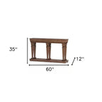 60" Brown Solid Wood Floor Shelf Console Table