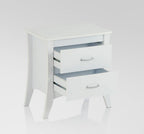 25" White Wood Two Drawer Nightstand