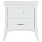 25" White Wood Two Drawer Nightstand