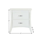 25" White Wood Two Drawer Nightstand