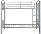 78" X 44" X 67" Twin Over Twin Silver Metal Bunk Bed