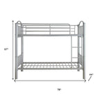 78" X 44" X 67" Twin Over Twin Silver Metal Bunk Bed