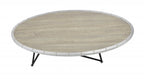 46" Gray and Black Wood and Iron Oval Coffee Table