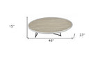46" Gray and Black Wood and Iron Oval Coffee Table