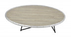 46" Gray and Black Wood and Iron Oval Coffee Table