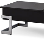 47" Black and Silver Wood And Iron Lift Top Sled Coffee Table