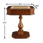 28" Brown Cherry Octagonal Game Table With Drawer