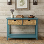 44" Teal Blue Solid Wood Console Table