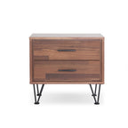 18" Brown Wood Two Drawer Nightstand