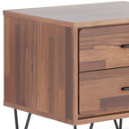 18" Brown Wood Two Drawer Nightstand