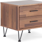 18" Brown Wood Two Drawer Nightstand