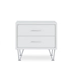18" Brown Wood Two Drawer Nightstand