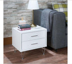 18" Brown Wood Two Drawer Nightstand