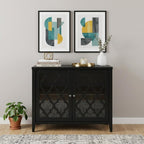 34" Black Sideboard with Two Glass Doors