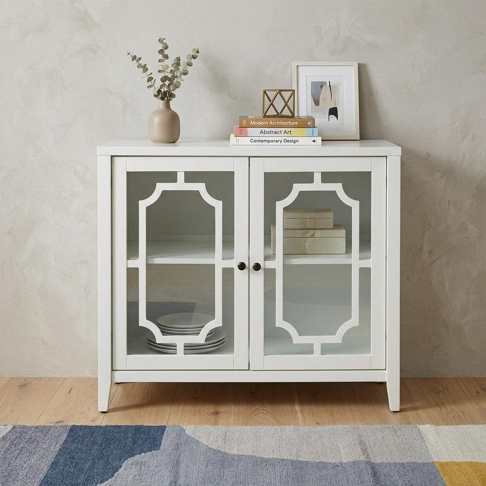 34" Black Sideboard with Two Glass Doors
