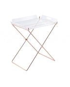 22" Clear and Copper Acrylic and Metal Tray Table