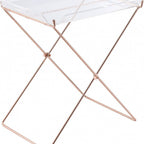 22" Clear and Copper Acrylic and Metal Tray Table
