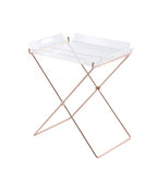22" Clear and Copper Acrylic and Metal Tray Table
