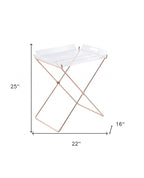 22" Clear and Copper Acrylic and Metal Tray Table