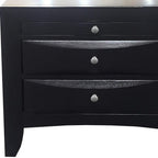 25" Black Solid Wood Three Drawer Nightstand