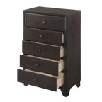 31" Espresso Solid Wood Five Drawer Dresser