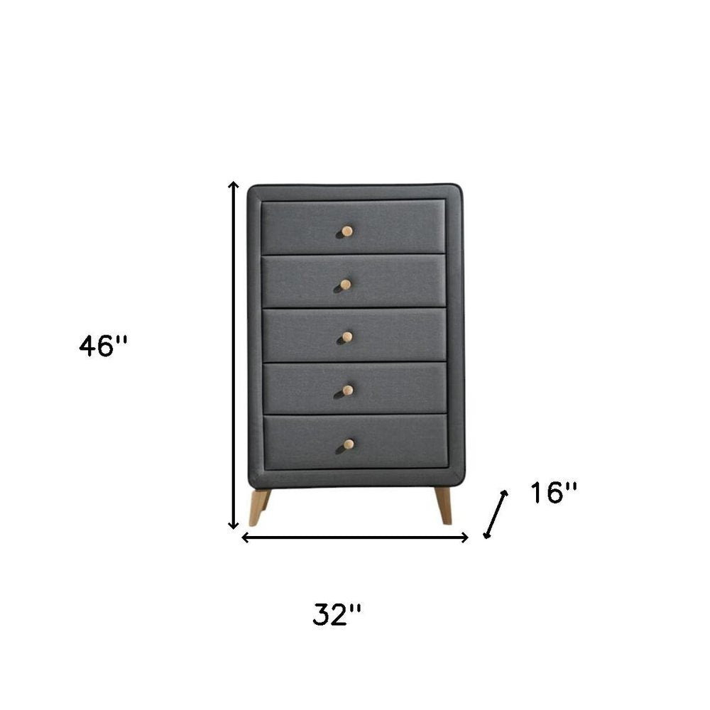 43" Light Gray Solid Wood Six Drawer Dresser