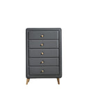 43" Light Gray Solid Wood Six Drawer Dresser