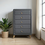 43" Light Gray Solid Wood Six Drawer Dresser