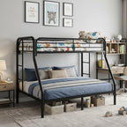 84" X 62" X 65" Twin Xl Over Queen Black Metal Tube Bunk Bed