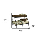 84" X 62" X 65" Twin Xl Over Queen Black Metal Tube Bunk Bed