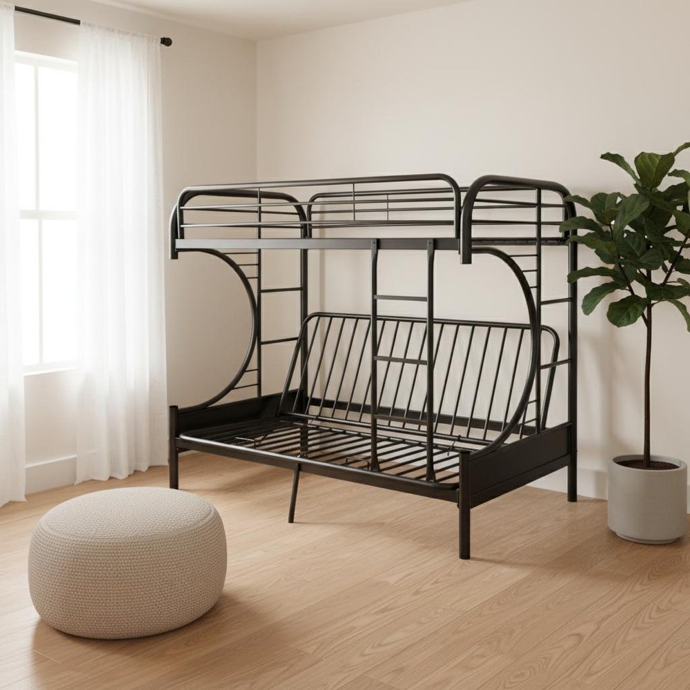 78" X 41" X 65" Twin Over Full Silver Metal Tube Bunk Bed