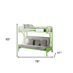 78" X 41" X 65" Twin Over Full Silver Metal Tube Bunk Bed
