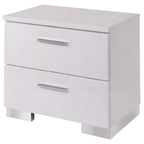 23" White Two Drawers Mirrored Nightstand