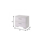23" White Two Drawers Mirrored Nightstand
