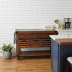 Brown 52" Rolling Kitchen Cart With Storage