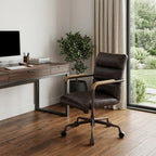 Black Adjustable Swivel Faux Leather Rolling Office Chair