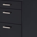 28" Black Wood And Metal Three Drawers Filing Cabinet