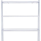 White And Silver Metal and Glass Five Tier Ladder Bookcase
