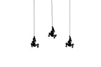 Set of Three Black Resin Climbing Man Hanging Dimensional Sculpture