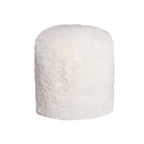 18" White Genuine Sheepskin Cylindrical Pouf Ottoman