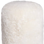 18" White Genuine Sheepskin Cylindrical Pouf Ottoman
