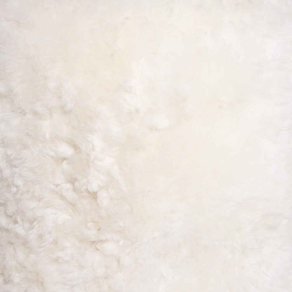 18" White Genuine Sheepskin Cylindrical Pouf Ottoman