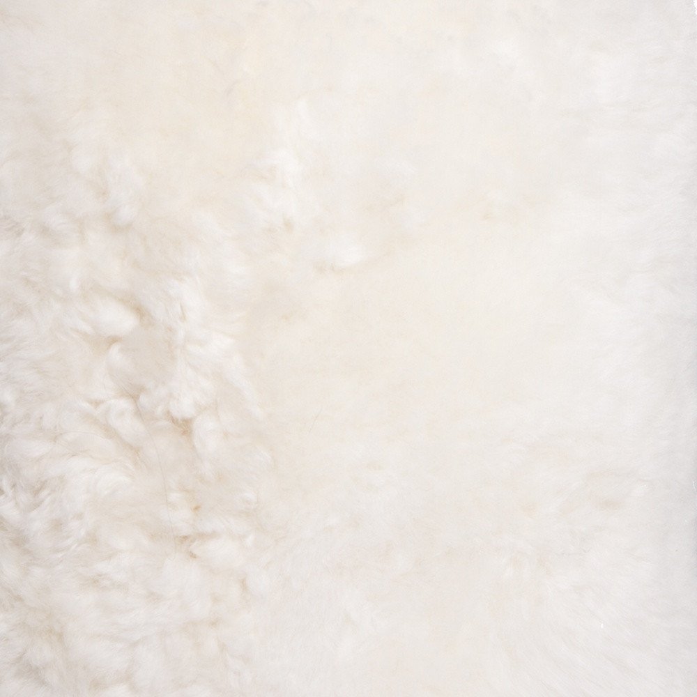 18" White Genuine Sheepskin Cylindrical Pouf Ottoman