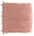 Set of Two 16" X 2" Pink Faux Fur Dining Chair Pads