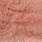 Set of Two 16" X 2" Pink Faux Fur Dining Chair Pads