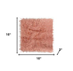 Set of Two 16" X 2" Pink Faux Fur Dining Chair Pads