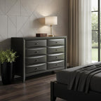 59" Gray Solid Wood Standard Dresser/Chest