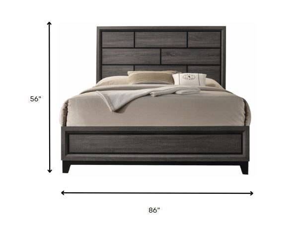 Gray Solid Wood Queen Bed Frame